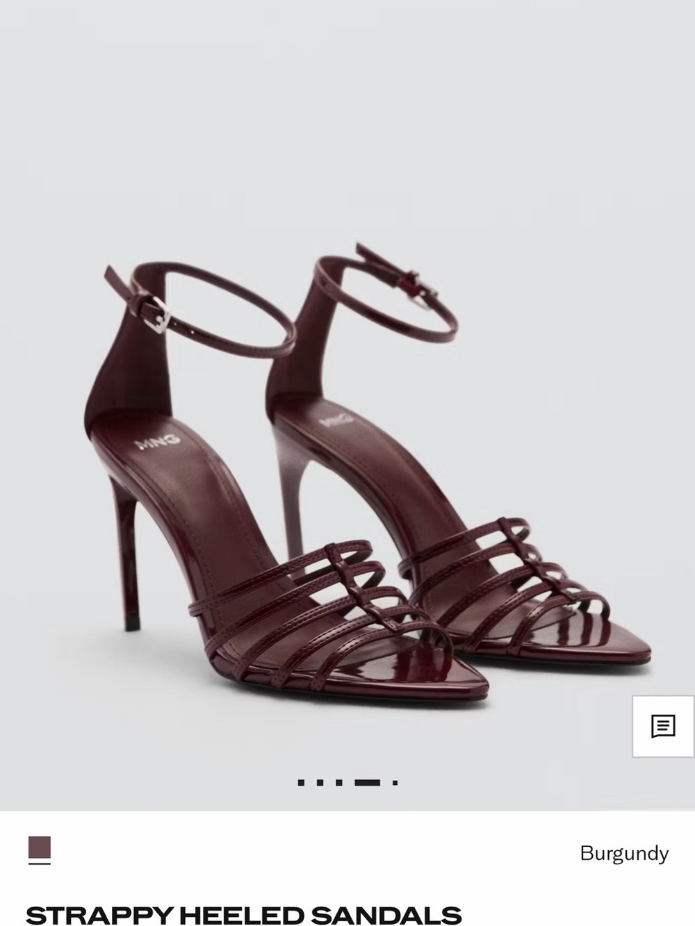 Mango Burgundy Strappy Stiletto Sandals